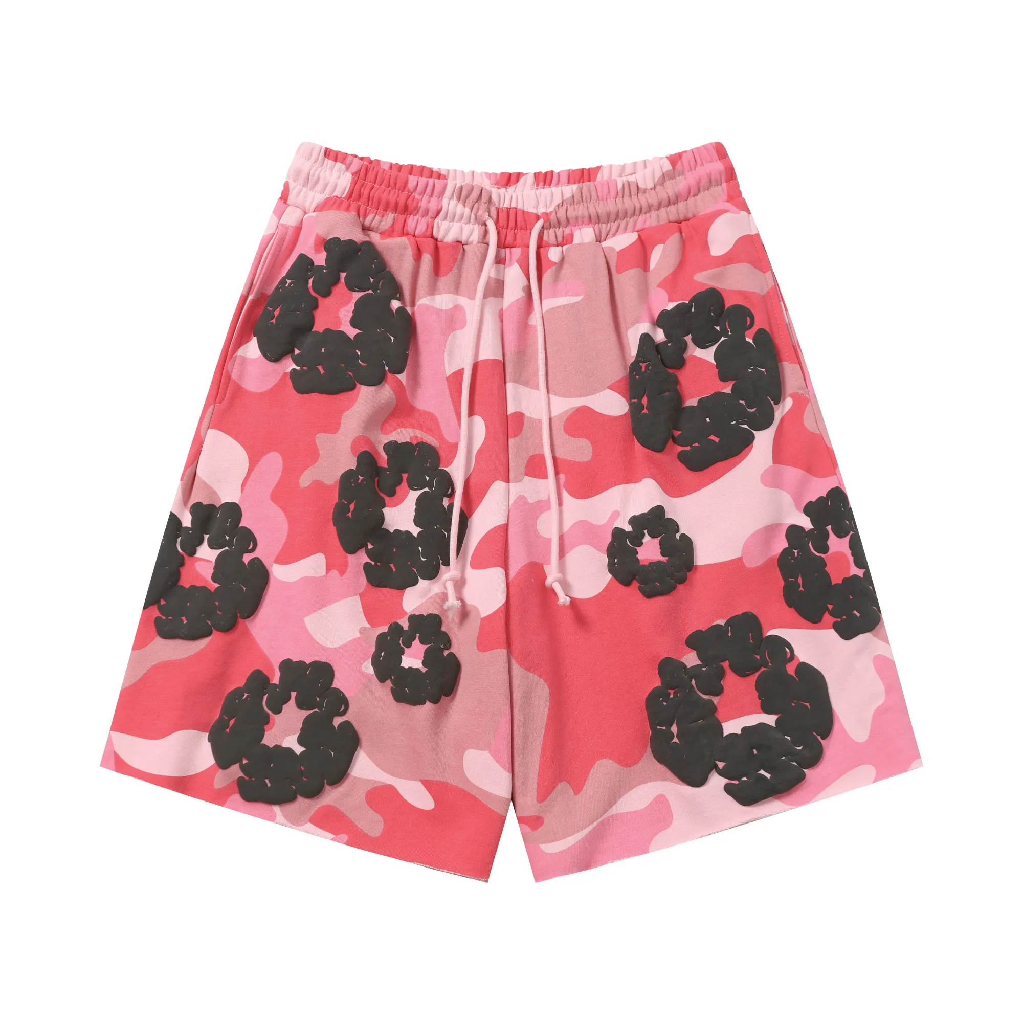 8208# DENIM TEARS Kapok European and American trendy brand high-quality foam flocking camouflage printed shorts Color Camouflage blue Camouflage powder Camouflage gray Camouflage apricot Camouflage green Size S-XL